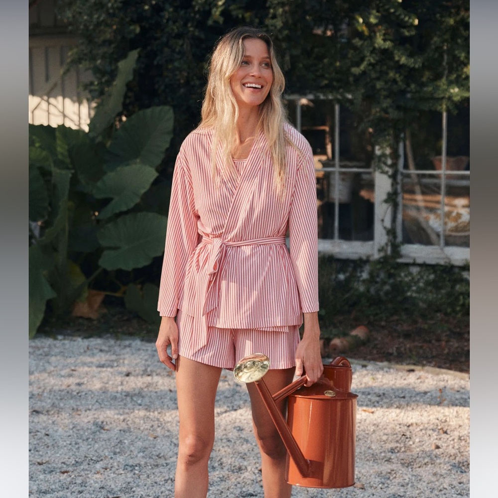 Lake pajamas kimono shorts bundle in winterberry stripe